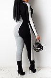 Fashion Cultivate One's Morality Long Sleeve Zipper Three Color Spliced Jumpsuits ML7410