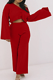 Loose And Casual Wide Leg Pants With Loose Sleeves Two-Piece Set FH124