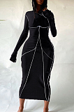 Casual Cute Polyester Letter Long Sleeve Spliced Long Dress R6399