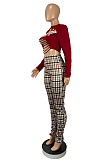 Casual Polyester Striped Plaid Pleated Long Pants Capris Pants CY1302