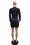 Casual Polyester Figure Graphic Long Sleeve Round Neck Mid Waist Mini Dress MDO3678