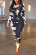 Night Out Sexy Polyester Tie Dye Long Sleeve Scoop Neck Bodycon Jumpsuit SN390063