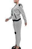 Casual Polyester Long Sleeve Spliced Slant Pocket Hoodie Long Pants Sets MLM9034