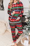 Christmas Plaid Print Hooded Drawstring Baggy Hoodie Trouser Suit NS7923