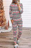 Christmas Plaid Print Hooded Drawstring Baggy Hoodie Trouser Suit NS7923