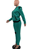 Casual Polyester Long Sleeve Spliced Slant Pocket Hoodie Long Pants Sets MLM9034
