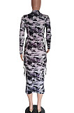 Womenswear Multi Tie Dye Long Sleeve Mid Waist Long Dress BBN142