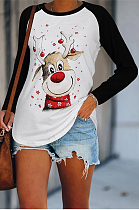 Casual Round Neck Christmas Print Long Sleeve T-Shirt For Women NS2612