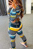 Sexy Polyester Striped Hollow Out Long Pants MLM9011