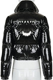 Winter Fashion Long Sleeve Zipper Cardigan Stand Collar Keep Warm Mirror Surface Casual Cotton Suit Coat FWB20666