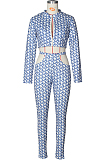 Casual hollowed-out print suit ZS0323