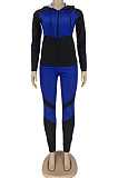 Newin Sporty Colorblock Print Two-pieces Zippered Hoodie Pants Sets
