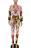 Sexy Personality Totem Printing Mid Waist Casual Jumpsuit PU6038