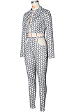 Casual hollowed-out print suit ZS0323