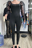 Net Yarn Ruffle Puff Sleeve Jumpsuits MA6650