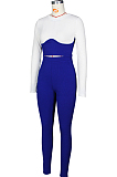 Fashion casual home wear pit strip color matching waist blouse set ZS0320