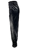 High Waist Ruffle Leather pants YR8063