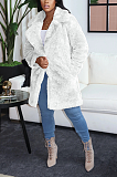 Street Style Long Sleeve Lapel Neck Longline Top 4/5000  ThickenedPuffy Fur Thickened Coat A-8592