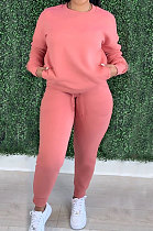 Pure Color Womenswear Set Head Fleece Casual Two-Piece DY6630