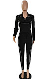Womenswear Personality Line Zipper Long Sleeve Long Pants Sets DY6627
