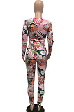 Cartoon Graphic Printing Shirred Detail Sexy Two-Piece DY6626