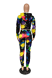 Casual Sexy Polyester Colour Printing Long Sleeve Hoodie Long Pants Sets XMY035