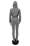Casual Polyester Long Sleeve Pleated Hoodie Mid Waist Pants Coat Sets NRS8038