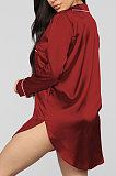 Letter Embroidery Nightgown Long Sleeve Loose Dress Q758