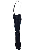 Fashion Joker Wide-Legged Knee Hole Cowboy Trumpets Suspender Pants SMR2093