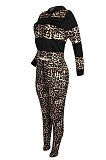 Fashion Womenswear Multi Leopard Spliced Printing Two-Piece TL6460