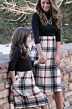 Nine-Point Sleeve Plaid Dress Parent-Child Outfit QZZ8831