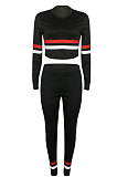 Womenswear Red White Stripe Long Sleeve Two-Piece TL6461