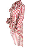 Long Sleeve Striper Shirt Irregular High Waist Swaying Skirt TL6134