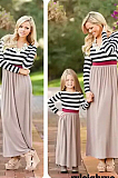 Striped Patchwork Mother-Daughter Dress QZZ8656-2