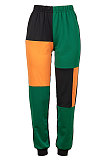 Sporty Polyester Contrast Binding Mid Waist Long Pants MD397