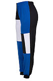 Sporty Polyester Contrast Binding Mid Waist Long Pants MD397