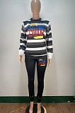 Autumn Winter Womenswear Stripe Printing Fashion Casual Two-Piece AMM8321