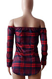 Red Black Plaid Shirts Long Sleeve Loose Single-Breasted Shirts D68055