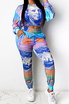 Casual Fashion Usd Positioning Printing Long Sleeve Long Pants Two-Piece SDD9344