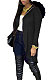 Casual Pure Color Back Hollow Out Long Sleeve Hooded Coat SDD9343