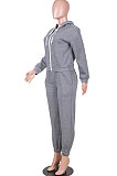 Casual Polyester Long Sleeve Slant Pocket Hoodie Pantaloons Long Pants Sets MD396