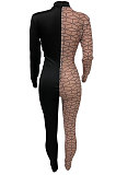 Sexy Printing Net Yarn Spliced Jumpsuits Q735
