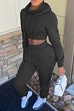 Womenswear Long Sleeve Heap Collar Hooded Sport Sets FH126