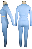 Solid Color Slim Yoga Sportswear Two-Piece Set QQM4177