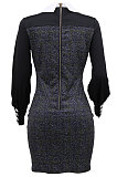 Uniform Wind Suit Collar Long Sleeve Zipper High Waist  A line Dress YF8844