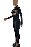 Sexy Chest Hollow Out Stand Collar Fashion Sport Jumpsuits CY1307