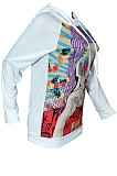 Casual Fleece Fashion Digital Printing Long Sleeve Loose  Hoodie Tops AA5039