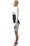 Womenswear Pure Color Long Sleeve Spliced Mini Dress NK202