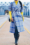 Plaid Printing Long Fashion Long Sleeve Suit Collar Casual Coat WSY5818