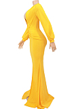 Solid Color Big V-Neck Sexy Slim Evening Dress For Ladies KZ224